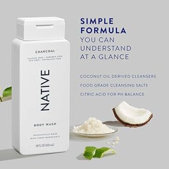 Native 2pack Body Wash CHARCOAL Fresh Ocean Scent 11.5 oz 340ml - Picture 4 of 8